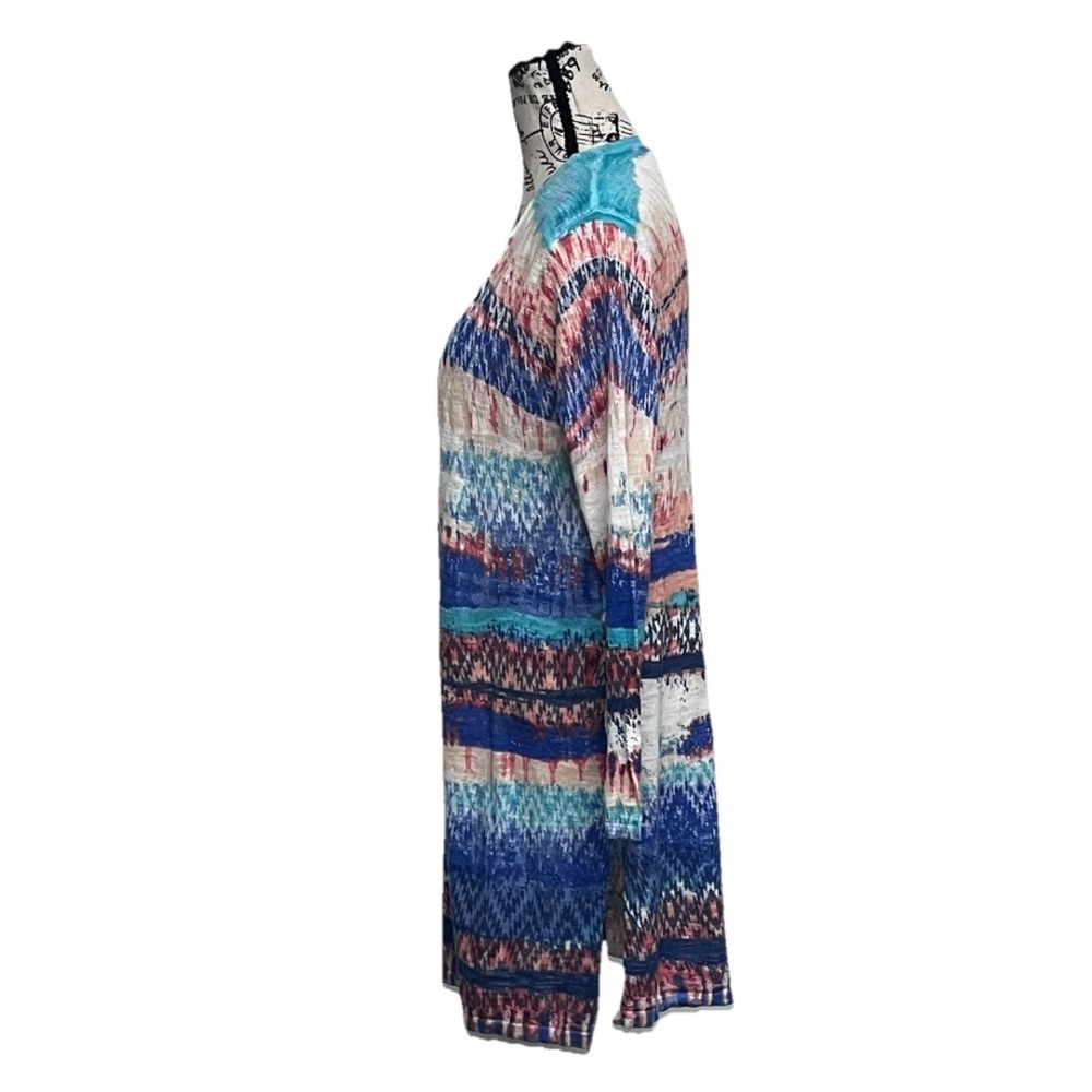 Ruby Rd Aztec Linen Blend Open Front Cardigan Sweater Womens MP Boho Hippie - Picture 3 of 9